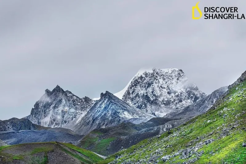 The snow-bound peaks near Bumla Pass